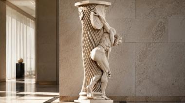 Different pillars Bracket with a female figure and vertical ribbing 3d model