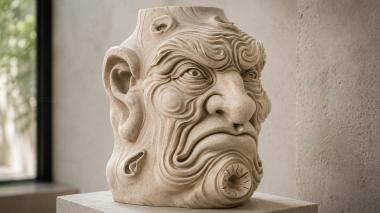 Different pillars Classic mens head with a wavy beard 3d model