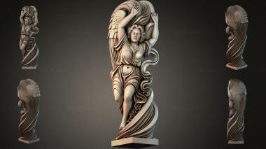 Different pillars (Female figure with wings and wavy folds, STI_003493) 3D models for cnc