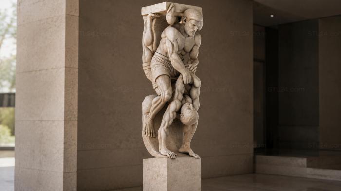 Bracket with a male figure of a worker with a hammer 3d STL model