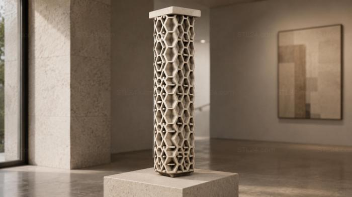 Column with a geometric honeycomb pattern 3d STL model