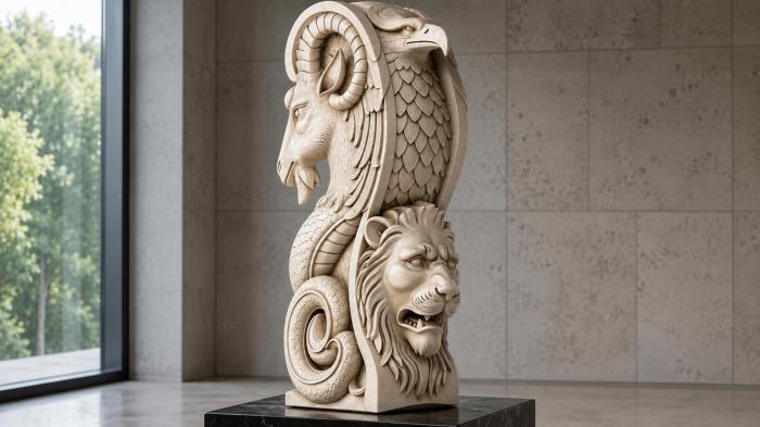 Bracket with an eagle and lion head 3d STL model