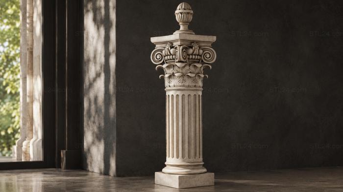 Classical column with a Corinthian capital 3d STL model