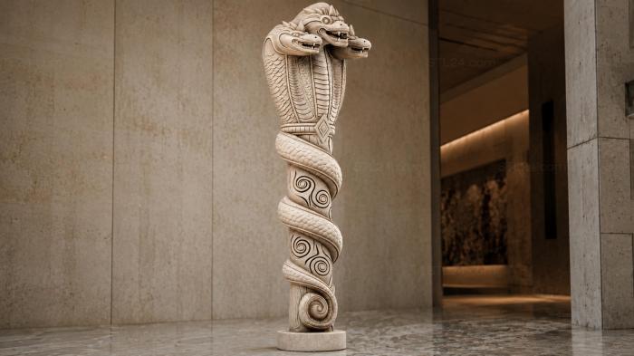 Column with double-headed dragons and spiral ornamentation 3d STL model