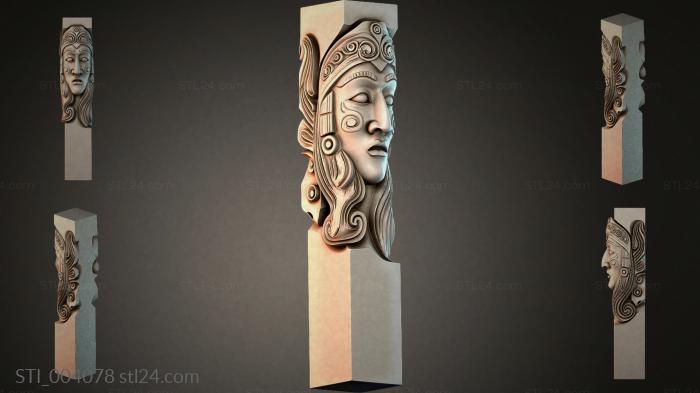 Female head with wavy hair and spiral ornamentation 3d STL model