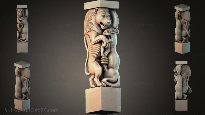 Architectural bracket with a lion and dragon 3d STL model