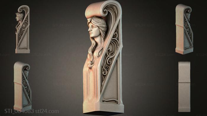 Bracket with a profile of a female head and volutes 3d STL model