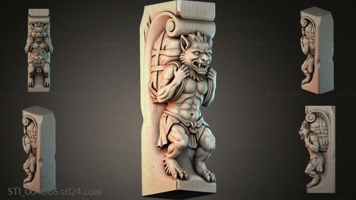 Bracket with a lions head and a warriors figure 3d STL model
