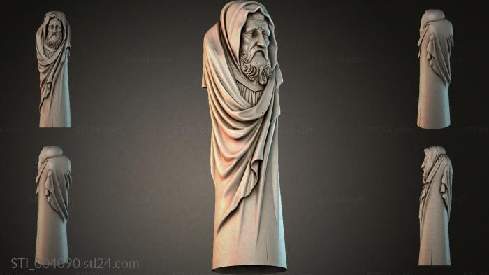 Bust of a bearded sage in drapery 3d STL model