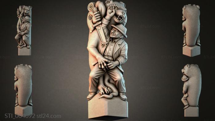 Hunter with animals relief 3d STL model