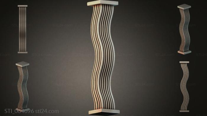 Column with wavy vertical planks 3d STL model