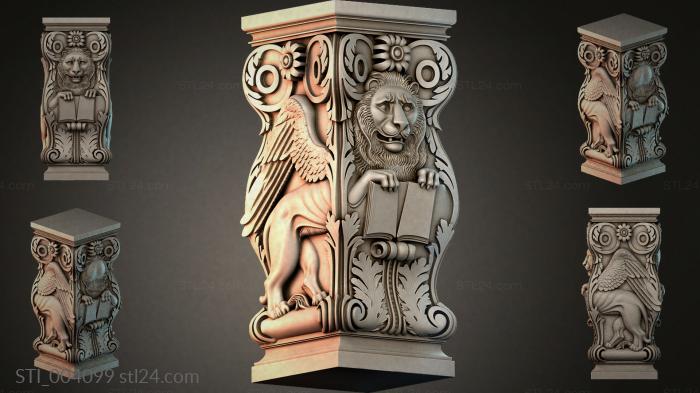 Bracket with a winged angel and a lions head 3d STL model