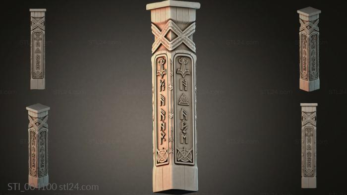 Carved column with Celtic ornament and cross band 3d STL model