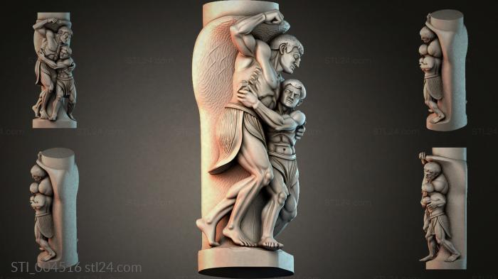Angel with children on a cylindrical base 3d STL model