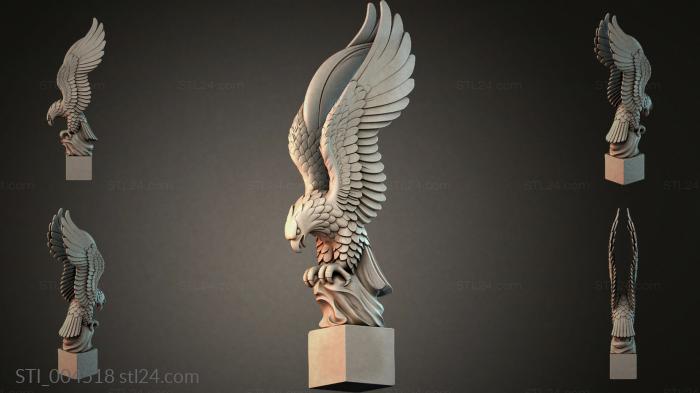 Eagle with spread wings on a pedestal 3d STL model