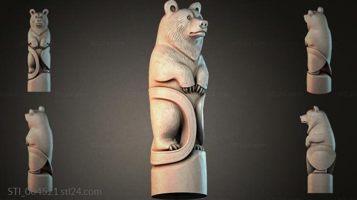 Bear sitting on a cylindrical stand 3d STL model