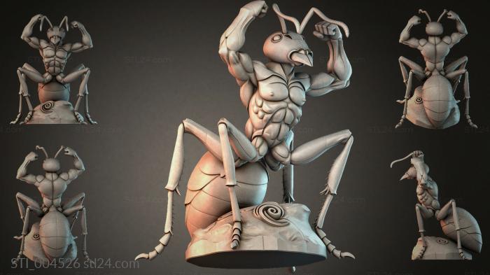 A muscular insect with a sculpted torso and spiral markings 3d STL model