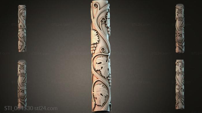 Vertical molding with grape clusters and volutes 3d STL model