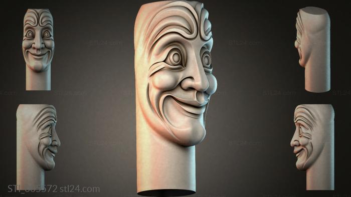 Decorative head with an expressive face 3d STL model