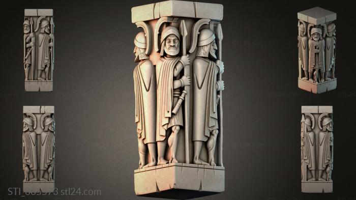Console with three warriors in medieval armor 3d STL model