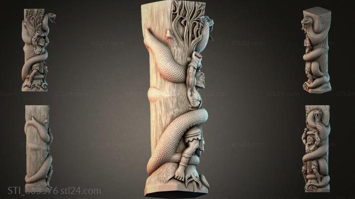 Architectural bracket with figures and snakes 3d STL model