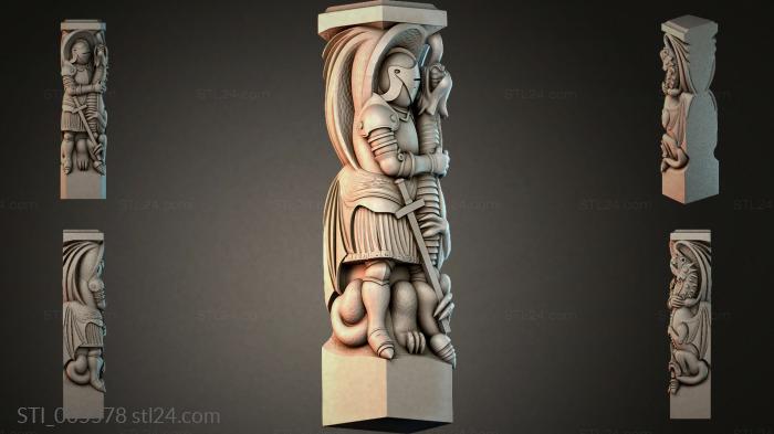 Bracket with a figure of a warrior in helmet and armor 3d STL model