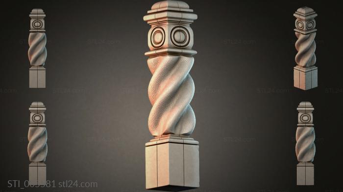 Spiral baluster with capital and decorative head 3d STL model
