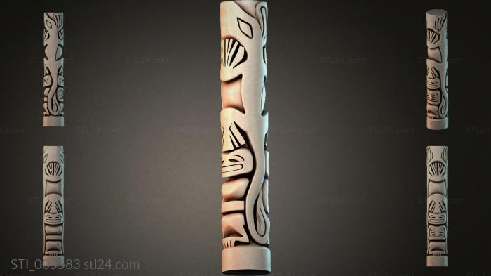 Cylindrical carving with masks and geometric patterns 3d STL model