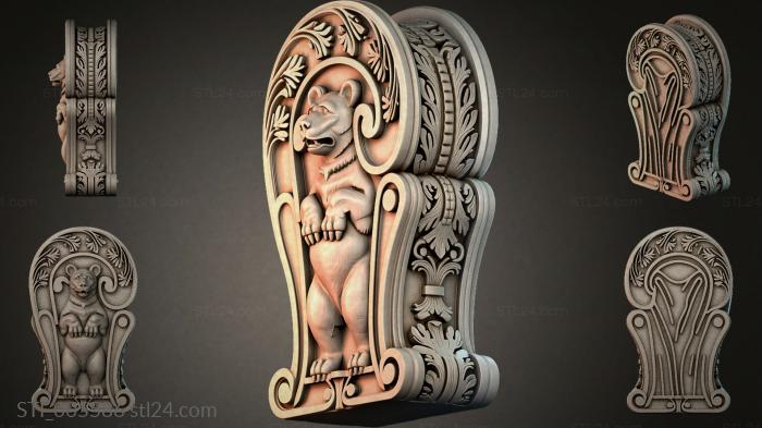 Bracket with a lions head and ornament 3d STL model