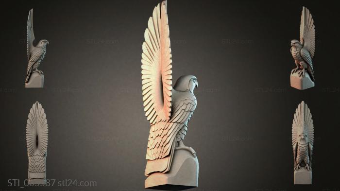 Soaring eagle with outspread wings on a pedestal 3d STL model