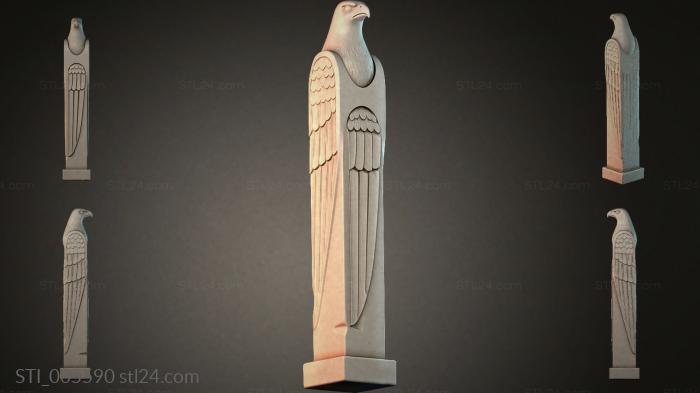 Monument of an eagle with outstretched wings on a rectangular pedestal 3d STL model