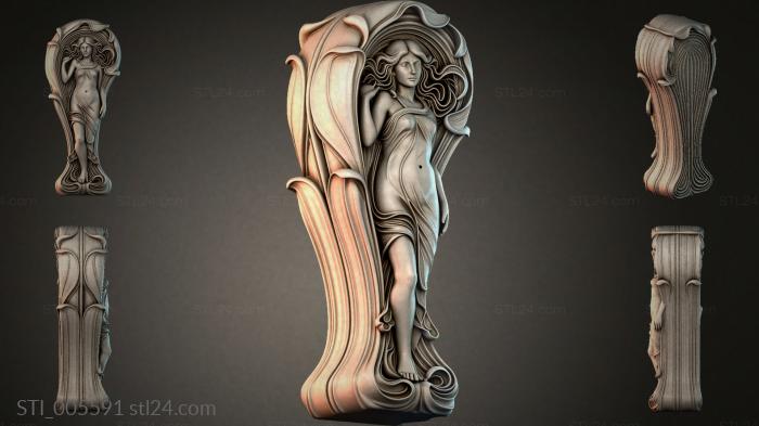 Bracket with a female figure and drapery 3d STL model