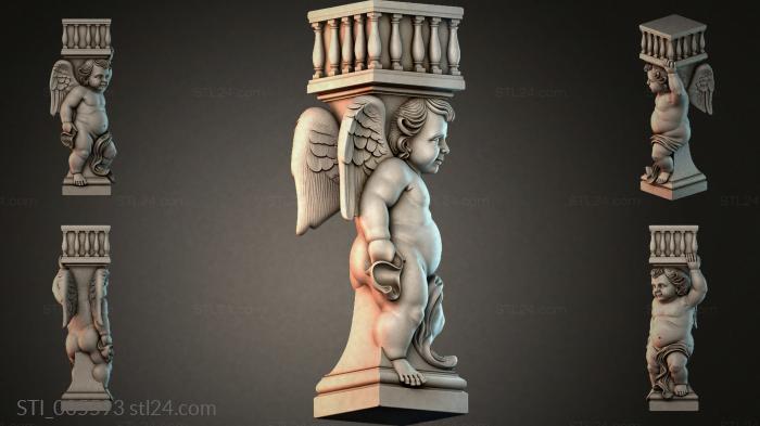 Bracket with a figure of a winged angel and a balustrade 3d STL model