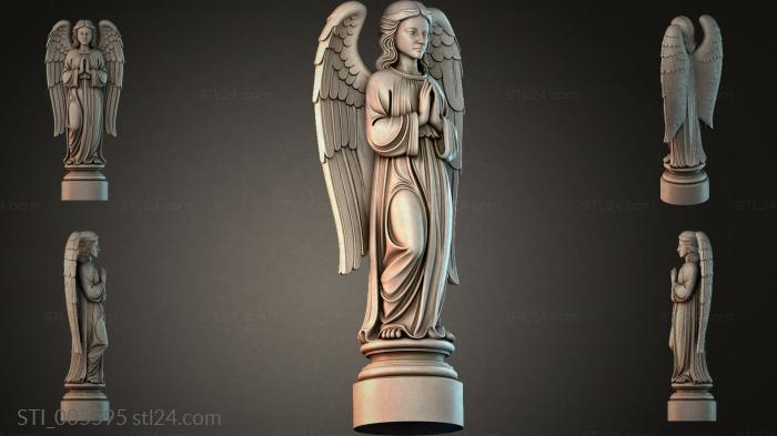 Angel with wings on a pedestal 3d STL model