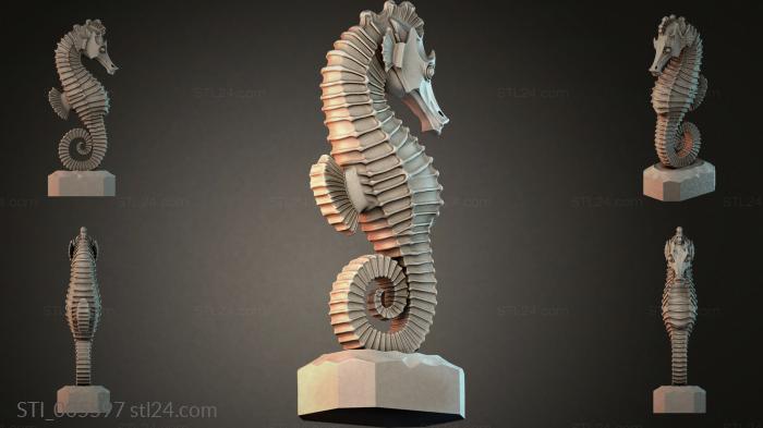 Seahorse figurine with relief plates 3d STL model