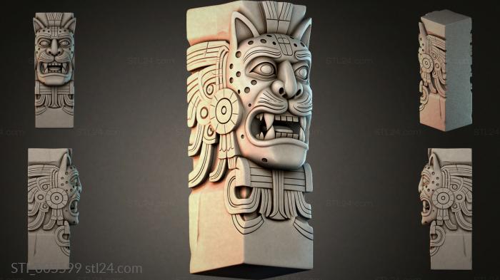 Aztec mask with geometric patterns 3d STL model