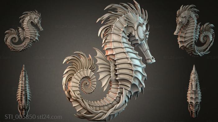 Seahorse with relief plates 3d STL model