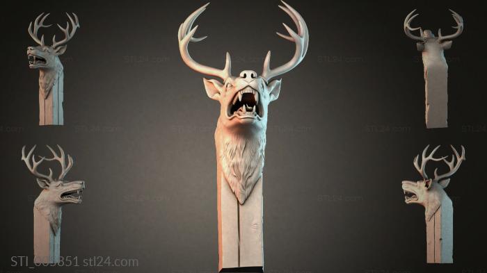 Aggressive deer head with open mouth 3d STL model