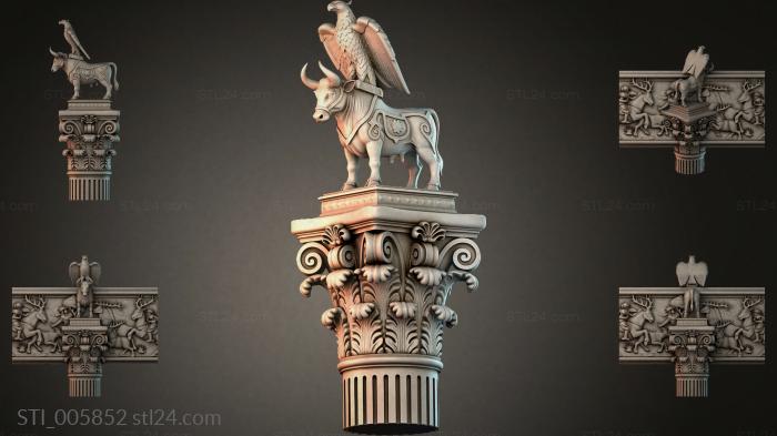 Corinthian capital with a bull and an eagle 3d STL model