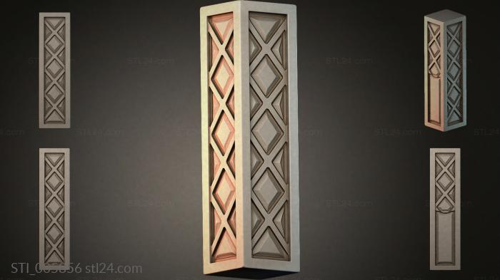 Vertical carved ornament with a geometric cross 3d STL model