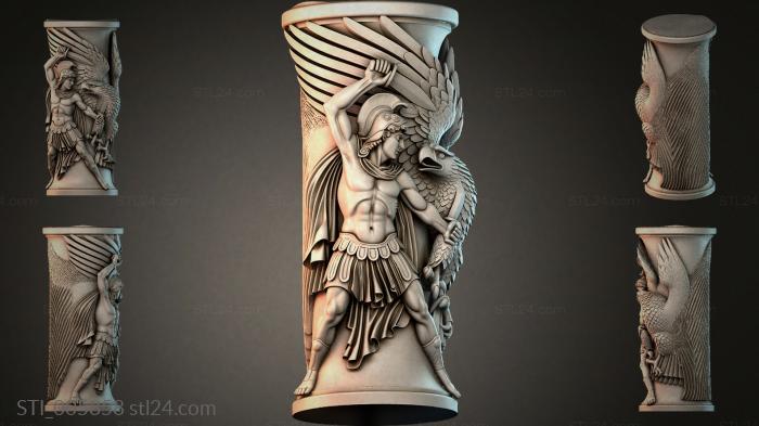 Column with a winged angel and dragon 3d STL model