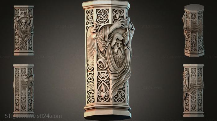 Architectural console with a bearded man and geometric ornament 3d STL model
