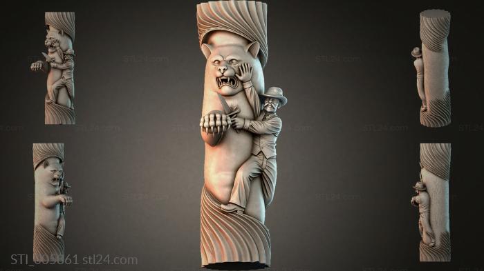 Column with a demonic character and a hunter 3d STL model