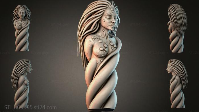 Female figure with spiral ornament and long hair 3d STL model