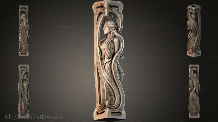 Cornice with a feminine profile and wavy pattern 3d STL model