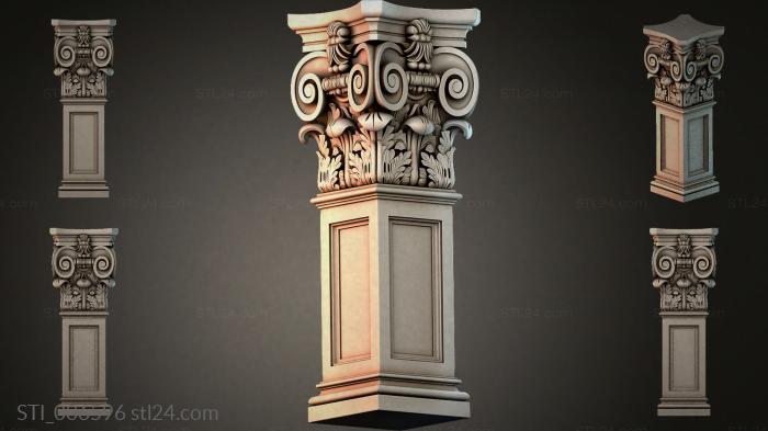 Corinthian capital with volutes and palmette 3d STL model