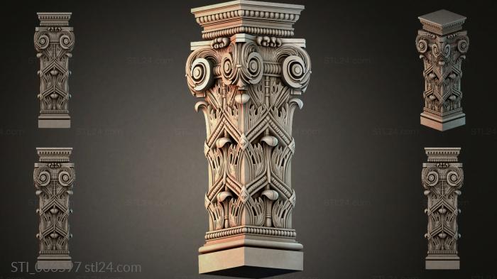 Corinthian capital with volutes and acanthus 3d STL model