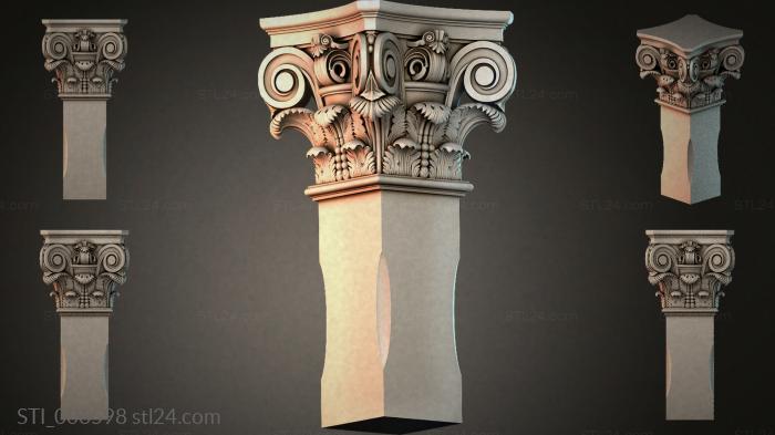 Corinthian capital with volutes and acanthus 3d STL model