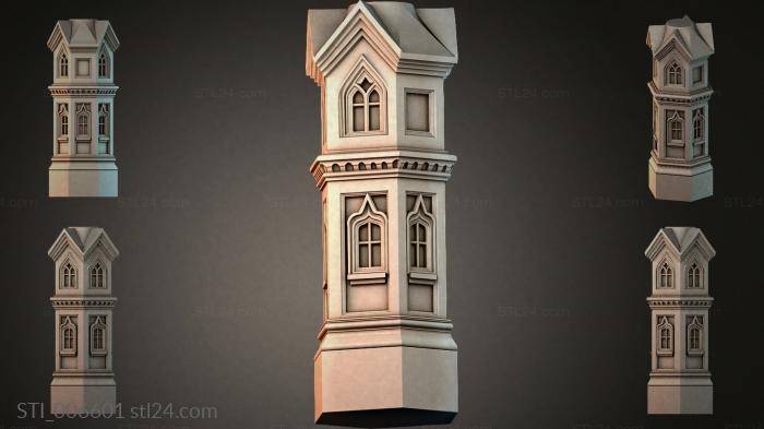 Victorian tower with Gothic windows 3d STL model
