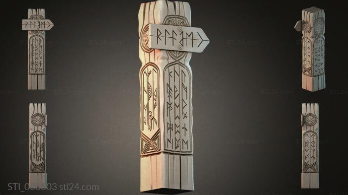 Runic column with Scandinavian symbols 3d STL model